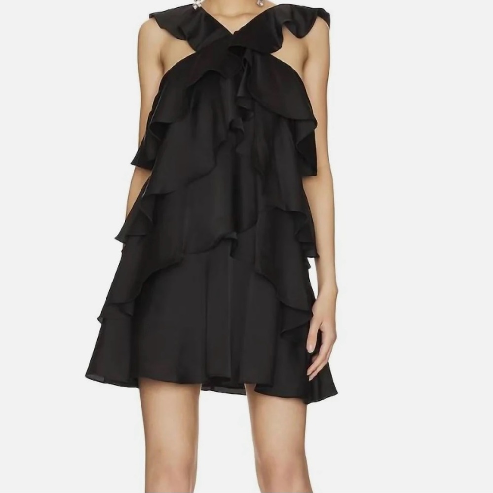Milly Lexi Satin Mini Dress In Black